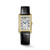 Longines DolceVita [L5.512.6.71.0], elegant rectangular gold-tone wristwatch with a white dial, Roman numeral hour markers, blue hands, and a black leather strap.