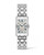 Longines DolceVita wristwatch, stainless steel rectangular watch with Roman numeral blue dial and small seconds subdial.