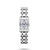 Longines DolceVita, elegant rectangular stainless steel wristwatch with a silver dial and blue Roman numeral hour markers.