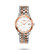 Longines Flagship watch, two-tone steel and rose gold bracelet with white dial and date display.