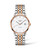 LONGINES THE LONGINES ELEGANT COLLECTION [L4.910.5.12.7], luxury wristwatch with a white dial, rose gold bezel, and two-tone stainless steel and rose gold bracelet.