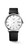 LONGINES THE LONGINES ELEGANT COLLECTION [L4.812.4.11.0], wristwatch with a round silver case, white dial featuring Roman numeral hour markers, a date window at 3 o'clock, and a small seconds subdial at 6 o'clock, black leather strap, and automatic movement.