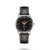 LONGINES HERITAGE CLASSIC [L4.795.4.58.0], image of a luxury wristwatch featuring a black dial with gold-tone hands and markers, date window at 6 o'clock, leather strap, and stainless steel case.