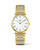 LONGINES La Grande Classique de Longines watch, gold and silver two-tone metal bracelet with a white dial featuring Roman numeral hour markers.