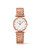 LONGINES La Grande Classique de Longines [L4.512.1.97.8], elegant ladies' wristwatch with a rose gold-tone stainless steel bracelet and a white mother-of-pearl dial featuring diamond hour markers.