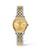 LONGINES FLAGSHIP [L4.374.3.37.7], men's luxury watch with gold and silver stainless steel bracelet, gold dial with diamond hour markers and date display, automatic movement.