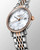 LONGINES THE LONGINES ELEGANT COLLECTION [L4.310.5.88.7] wristwatch with a mother-of-pearl dial, diamond-studded bezel, two-tone stainless steel and rose gold bracelet, and date display, automatic movement.