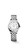 Longines Flagship watch, silver stainless steel case and bracelet, white dial with Roman numeral hour markers, date display at 3 o'clock, automatic movement.