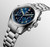Longines Spirit [L3.820.4.93.6], men's stainless steel chronograph watch with blue dial, luminous hands, and multiple subdials for timing functions.