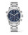 Longines Spirit, stainless steel wristwatch with blue dial, chronograph features, and date display.