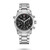 Longines Spirit [L3.820.4.53.6], men's luxury stainless steel chronograph watch with black dial, luminous hands, Arabic numerals, and three subdials, featuring automatic movement and a date window.