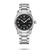 Longines Spirit Watch, stainless steel case and bracelet with black dial featuring luminous hands and markers, chronometer, date display, and automatic movement.