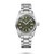 Longines Spirit Watch, stainless steel case and bracelet with green dial and luminous numerals.