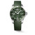 Longines Hydroconquest, green dial diving watch with stainless steel case and green rubber strap.