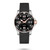 LONGINES HYDROCONQUEST watch, black dial with rose gold accents, rubber strap, and unidirectional bezel.