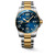 Longines HydroConquest, luxury men's diving wristwatch with a blue dial, gold and stainless steel bracelet, date display, and water resistance to 300 meters.