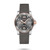 Longines HydroConquest, luxury wristwatch with a dark grey dial, rose gold bezel and accents, and a grey textured strap.