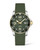 LONGINES HYDROCONQUEST [L3.781.3.06.9], luxury men's diver watch with green dial, luminous hands and markers, date display, stainless steel case with gold accents, and green textured strap.