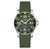 Longines HydroConquest, luxury diver's watch with green dial, stainless steel case, gold accents, and green textured strap.