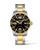 Longines HydroConquest watch, luxury stainless steel and gold diver's watch with black dial, luminous hands, and date display.