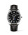 LONGINES THE LONGINES MASTER COLLECTION [L2.909.4.51.7], luxury men's wristwatch with black textured dial, Roman numerals, moon phase complication, black leather strap, and stainless steel case.
