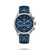 Longines The Longines Master Collection [L2.859.4.92.0], blue dial men's automatic chronograph watch with silver case and blue leather strap.