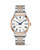 LONGINES RECORD [L2.821.5.11.7], luxury men's wristwatch with a two-tone stainless steel and rose gold bracelet, white dial, Roman numeral hour markers, date display, and blue hands.