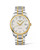 LONGINES THE LONGINES MASTER COLLECTION [L2.793.5.97.7], luxury men's automatic wristwatch with a silver and gold two-tone stainless steel bracelet, round white textured dial, diamond hour markers, date display, and gold accents.
