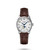 LONGINES THE LONGINES MASTER COLLECTION [L2.409.4.78.3], wristwatch with white dial, blue hands, moon phase complication, brown leather strap, and stainless steel case.