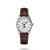 LONGINES THE LONGINES MASTER COLLECTION [L2.409.4.78.3], wristwatch with white dial, blue hands, moon phase complication, brown leather strap, and stainless steel case.