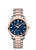 Omega Seamaster Aqua Terra 150M co-axial Master Chronometer 38 mm watch, featuring a blue textured dial, rose gold bezel, and two-tone stainless steel and rose gold bracelet.
