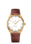 OMEGA Seamaster Olympic Official Timekeeper co-axial Master Chronometer 39.5 mm watch, featuring a gold case, white dial with gold markers, and a brown leather strap.