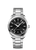 OMEGA Seamaster Aqua Terra 150M co-axial Master Chronometer 38 mm watch, black textured dial with silver hands and index hour markers, stainless steel case and bracelet, date display at 6 o'clock, water-resistant up to 150 meters.