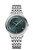 Omega De VillePrestige co-axial Master Chronometer 40 mm watch, silver stainless steel bracelet and case with a dark green dial featuring Roman numerals and a date display.