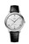 Omega De VillePrestige Co-Aaxial Master Chronometer 40 mm watch, silver dial with Roman numeral and index hour markers, black leather strap, date display at 6 o'clock, and stainless steel case.