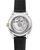 Omega De Ville Prestige Co-Axial Master Chronometer 40 mm watch, front view showing the transparent case back revealing the intricate mechanical movement with Co-Axial escapement and decorative finishing, leather strap.