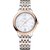 OMEGA De VillePrestige co-axial Master Chronometer 34 mm watch, featuring a mother-of-pearl dial, rose gold bezel, and a two-tone bracelet in silver and rose gold.