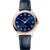 OMEGA De VillePrestige co-axial Master Chronometer 34 mm, luxury wristwatch with a blue dial, rose gold bezel, and blue leather strap.