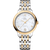OMEGA De VillePrestige co-axial Master Chronometer 34 mm watch, two-tone stainless steel and gold bracelet with white mother-of-pearl dial, Roman numeral and dot hour markers.