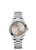 OMEGA Seamaster Aqua Terra Shades co-axial Master Chronometer 34 mm watch, silver stainless steel case and bracelet, beige sunburst dial with index hour markers, date display at 6 o'clock, and arrow-shaped hour hand.