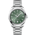 OMEGA Seamaster Aqua Terra Shades co-axial Master Chronometer 38 mm watch, featuring a stainless steel bracelet and a green dial with silver-tone hour markers and hands.