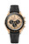 Omega Speedmaster Moonwatch Professional co-axial Master Chronometer Chronograph 42 mm, image of a stylish wristwatch with a gold case, black strap, and beige dial featuring black subdials.
