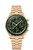 OMEGA Speedmaster Moonwatch Professional co-axial Master Chronometer Chronograph 42 mm, gold wristwatch with green dial and tachymeter bezel.