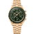 OMEGA Speedmaster Moonwatch Professional co-axial Master Chronometer Chronograph 42 mm, gold bracelet and green dial with multiple sub-dials, tachymeter scale on bezel.