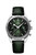 OMEGA Speedmaster '57 co-axial Master Chronometer Chronograph 40.5 mm, watch featuring a green dial with chronograph sub-dials, date display, and black leather strap