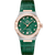 OMEGA Constellation co-axial Master Chronometer 29 mm, luxury wristwatch with green dial, diamond-set bezel and hour markers, rose gold accents, and a green leather strap.