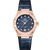 Omega Constellation Co-Axial Master Chronometer 29 mm watch, luxury timepiece with rose gold case, diamond-studded bezel, blue textured dial, and leather strap.