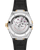 OMEGA Constellation Co-Axial Master Chronometer 41 mm, view of the watch's back showcasing the intricate automatic movement with visible gears, jewel bearings, and engraving, featuring a stainless steel case and a black rubber strap.