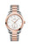 OMEGA Seamaster Aqua Terra 150M co-axial Master Chronometer Small Seconds 38 mm watch, with a silver and rose gold bracelet and a white mother-of-pearl dial featuring diamond hour markers.