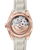 Omega Seamaster Aqua Terra 150M Co-Axial Master Chronometer Small Seconds 41 mm watch, showing the intricate mechanical movement through a transparent case back with a rose gold bezel and white strap.